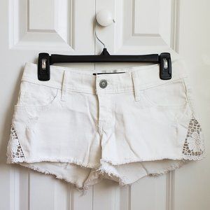 Hollister White Denim Lace Low Rise Short-Short